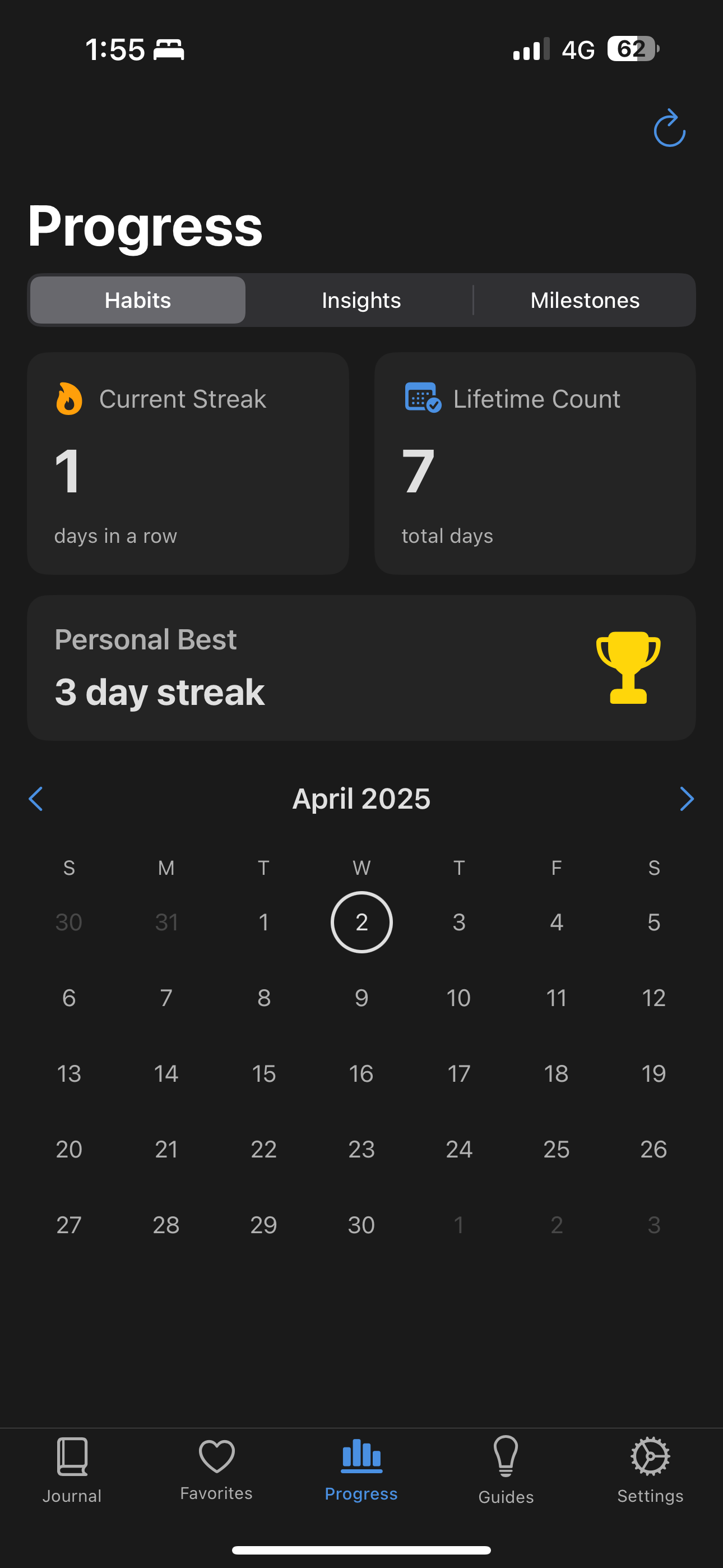 Meanwhile App - Progress Tracking