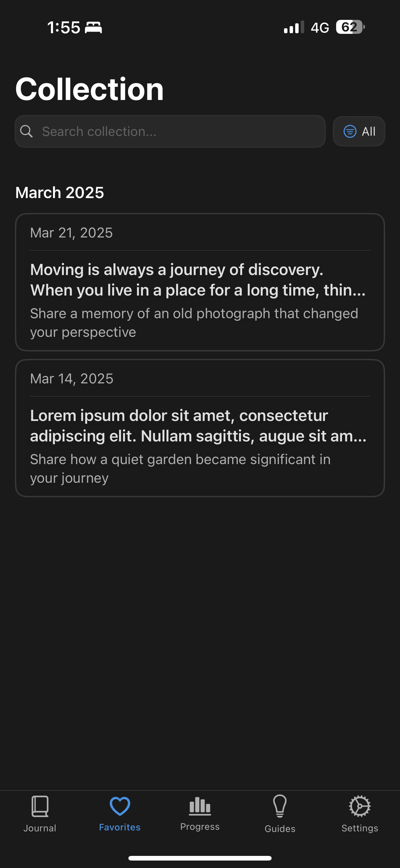 Meanwhile App - Collection View