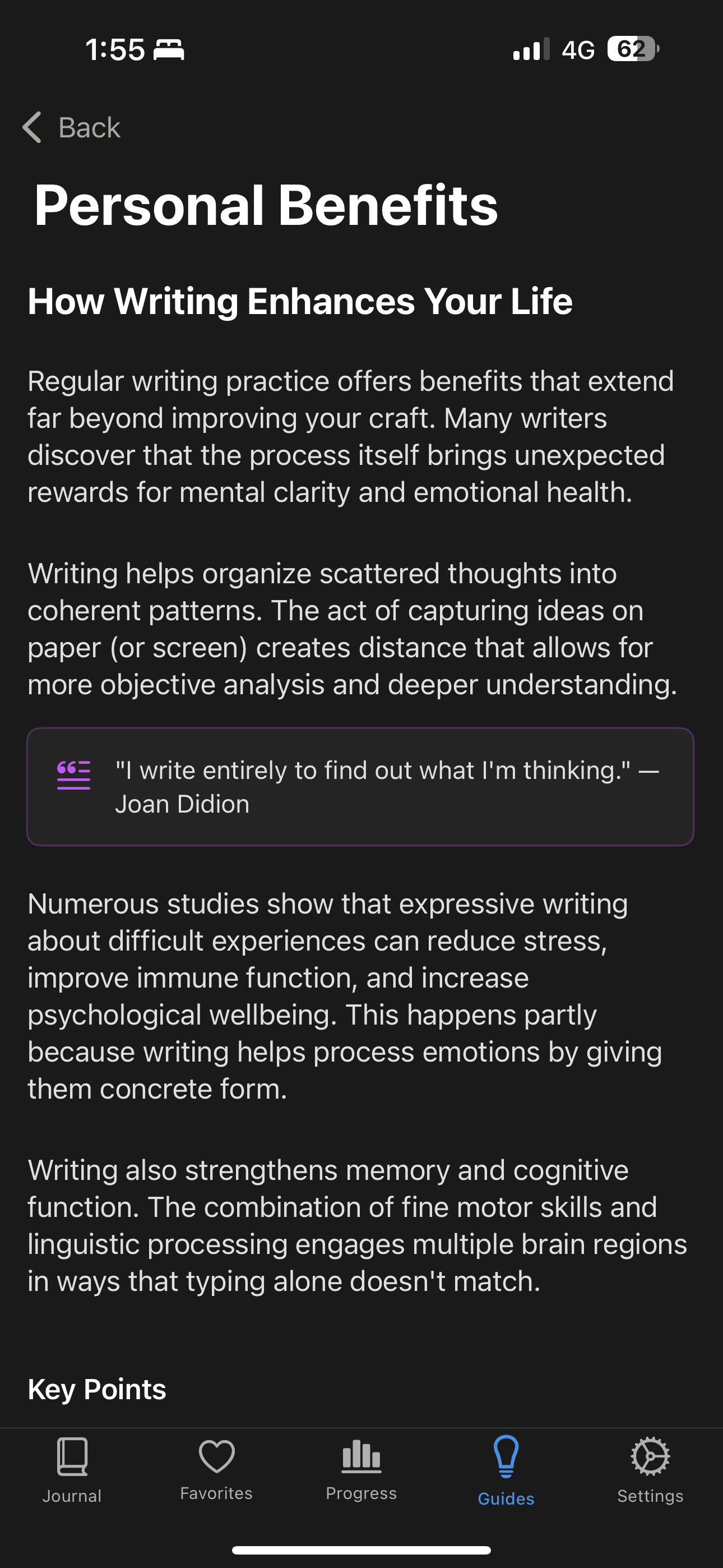 Meanwhile App - Writing Benefits