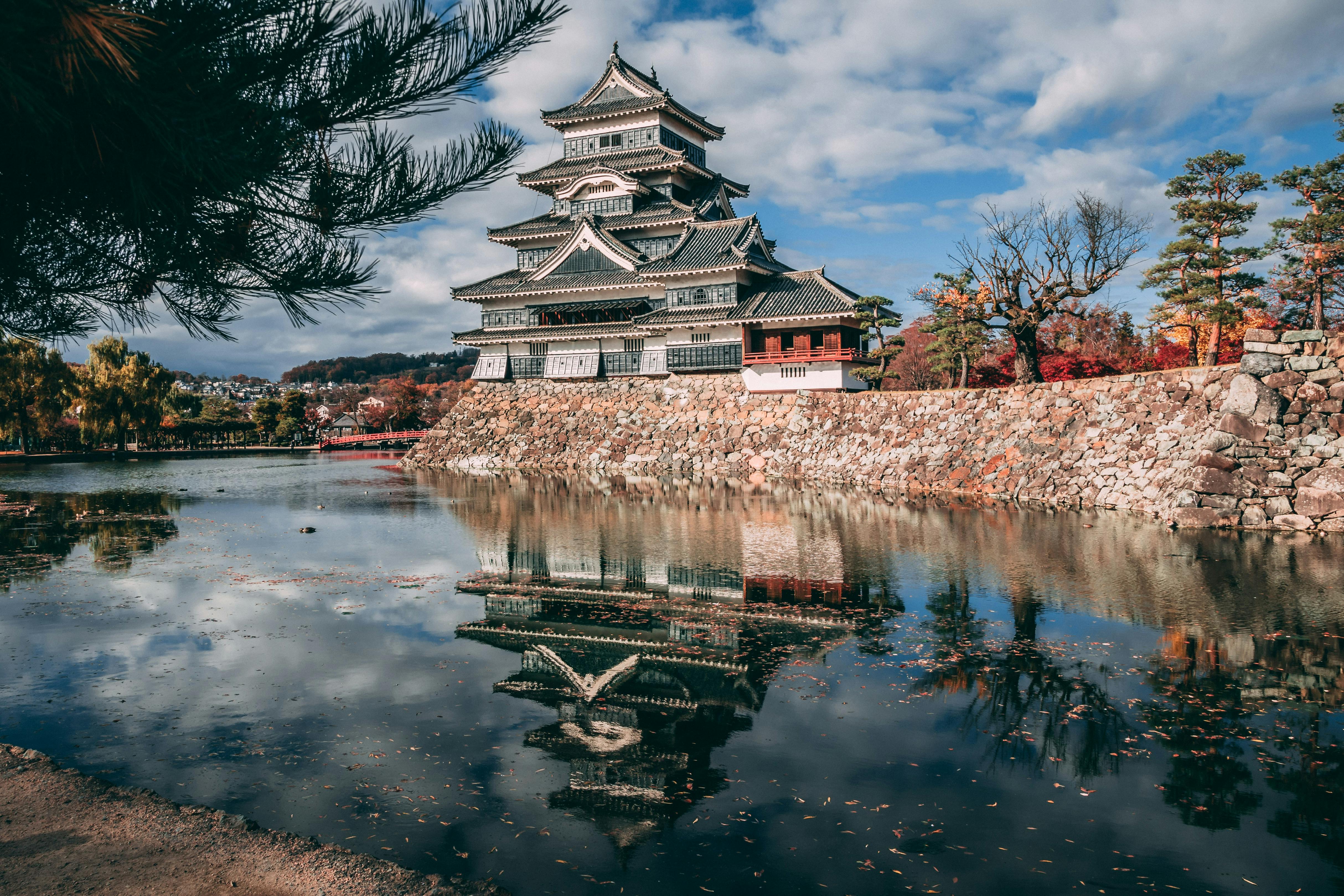 Matsumoto Castle in Japan, reflecting the company's roots.